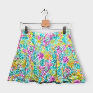 IBKUL Golf Women's Skort Floral Print (Green/Purple/Orange) - Small